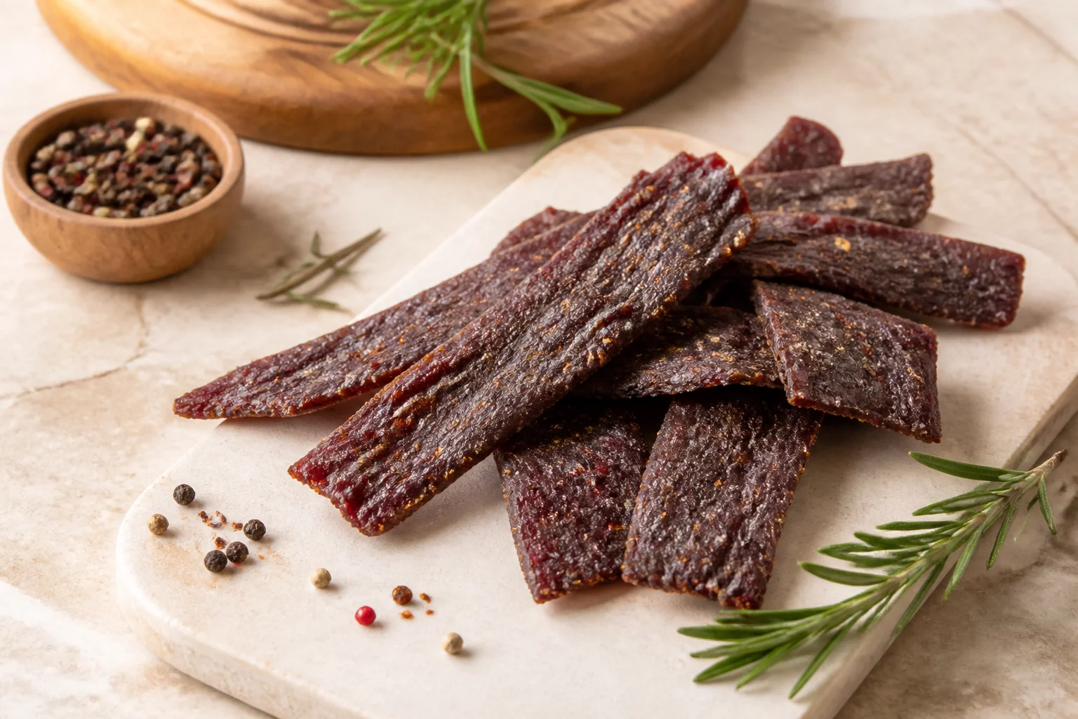 Curated artisan beef jerky cuts and spices