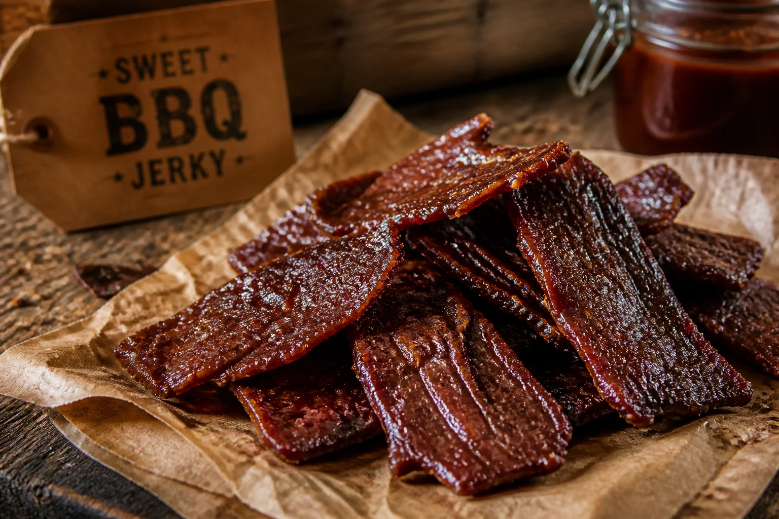 Sweet BBQ Jerky with caramelized molasses seasoning
