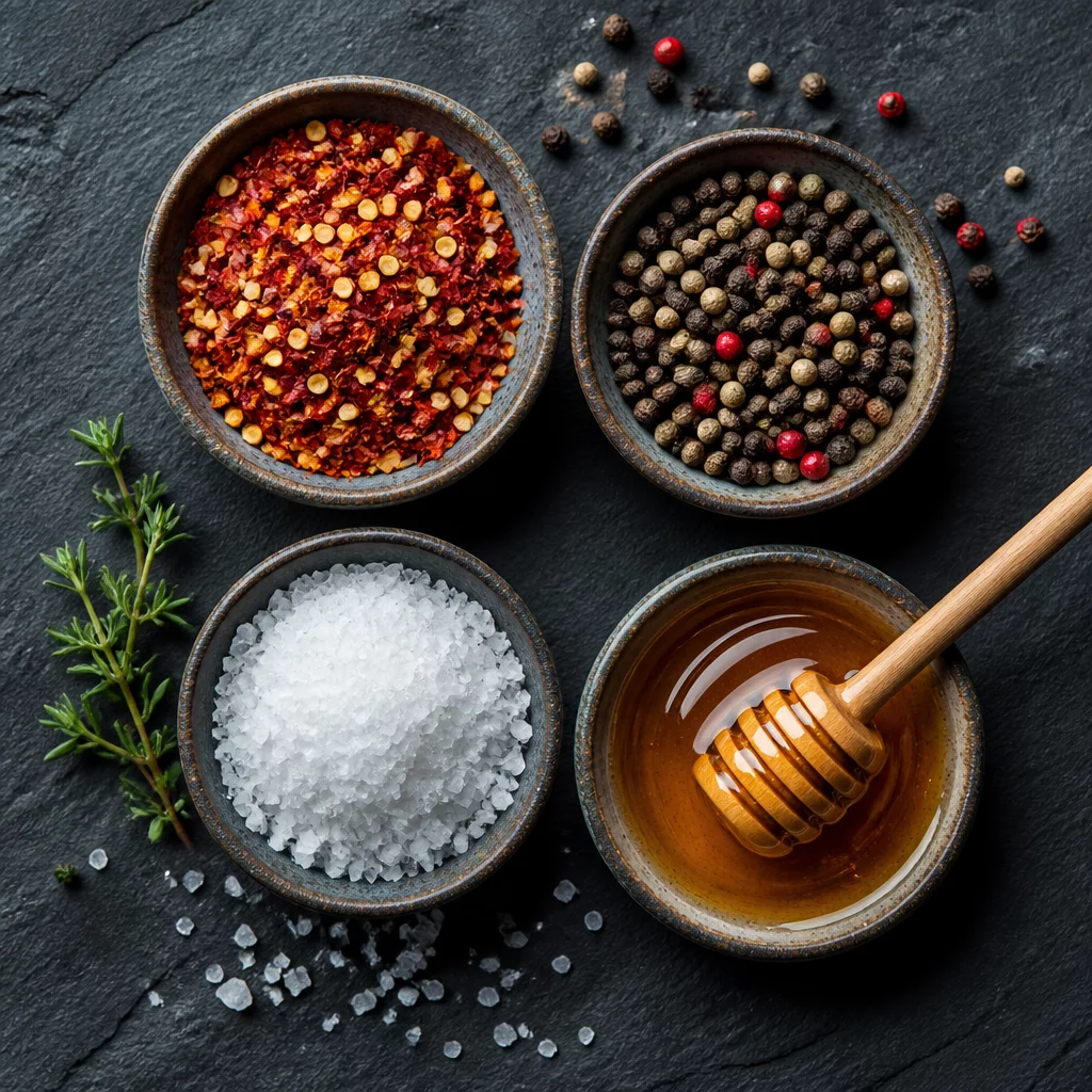 Raw spices and artisan ingredients selection